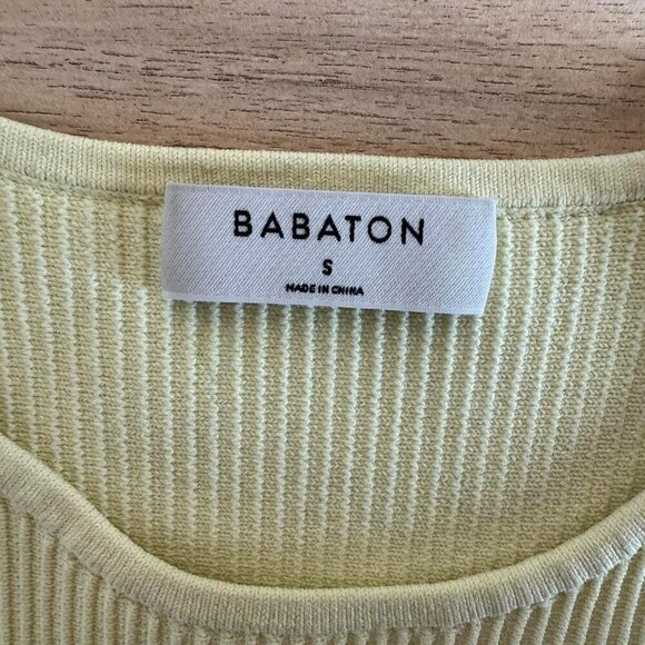 Babaton Sculpt Knit Racer Cropped Tank | Pale Yellow | Women’s Size Small - Picture 4 of 4